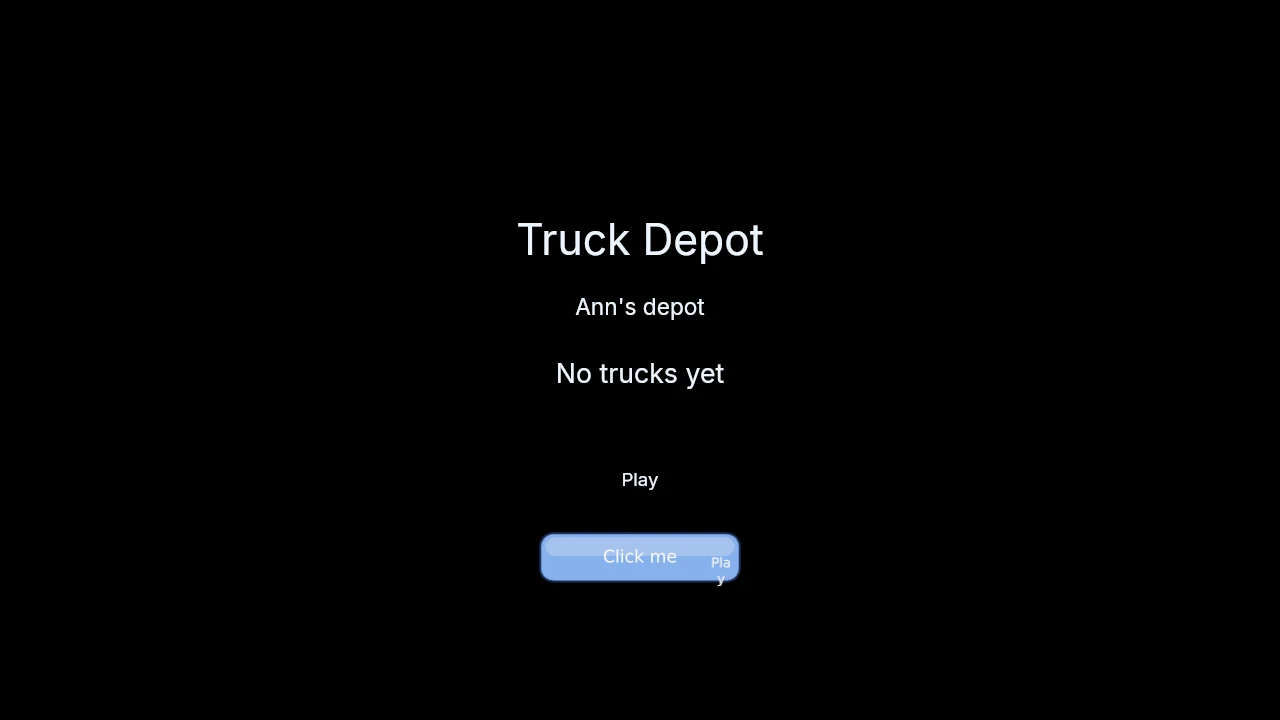 Native localized labels showing Truck Depot, Ann’s depot and No trucks yet.